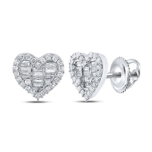 Load image into Gallery viewer, 10kt White Gold Heart - shaped Diamond Earrings: A Dazzling Declaration of Love - Splendid Jewellery