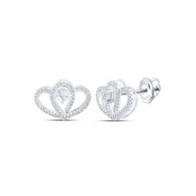 Load image into Gallery viewer, 10kt White Gold Heart - Shaped Diamond Earrings: A Sparkling Love Affair - Splendid Jewellery