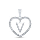 10kt White Gold Heart - Shaped Diamond Initial Pendant - Splendid Jewellery