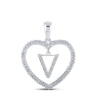 10kt White Gold Heart - Shaped Diamond Initial Pendant - Splendid Jewellery