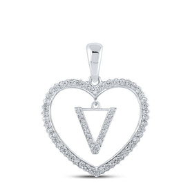 10kt White Gold Heart - Shaped Diamond Initial Pendant - Splendid Jewellery