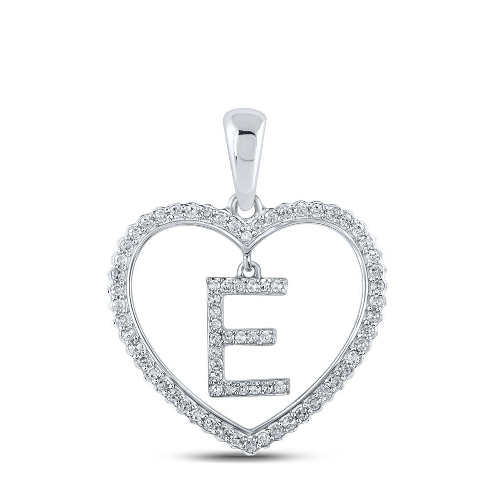 10kt White Gold Heart - Shaped Diamond Initial Pendant - A Mesmerizing Expression of Love and Elegance - Splendid Jewellery