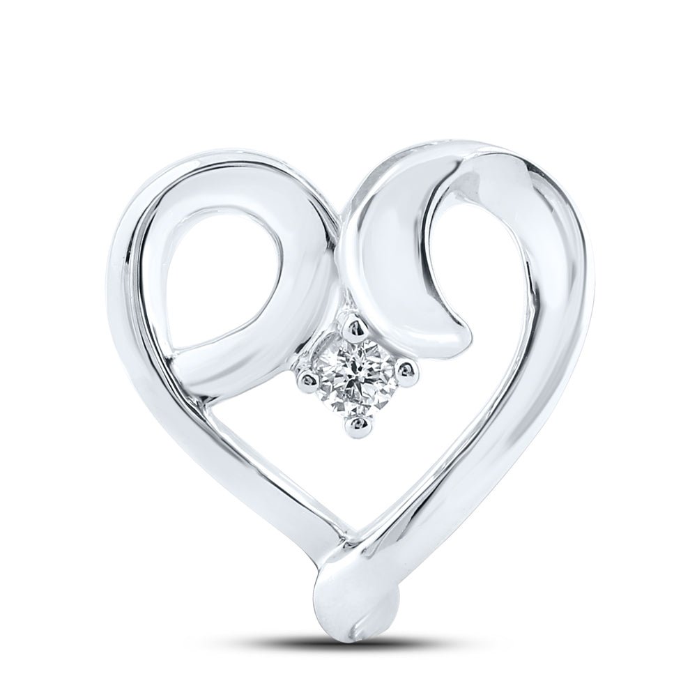 10kt White Gold Heart - Shaped Diamond Solitaire Pendant | Symbol of Love and Affection - Splendid Jewellery