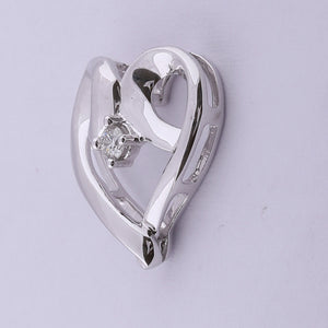 10kt White Gold Heart - Shaped Diamond Solitaire Pendant | Symbol of Love and Affection - Splendid Jewellery