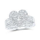 10kt White Gold Heart - Shaped Diamond Wedding Ring Set - A Radiant Promise - Splendid Jewellery