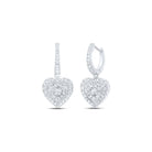 10kt White Gold Heart Shimmer Diamond Dangle Earrings - Splendid Jewellery