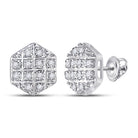 10kt White Gold Hexagon Cluster Diamond Earrings for Men - Brilliant Sparkles for Stylish Gentlemen - Splendid Jewellery