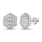 10kt White Gold Hexagon Cluster Diamond Earrings for Men - Brilliant Sparkles for Stylish Gentlemen - Splendid Jewellery