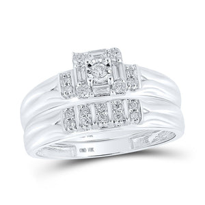 10kt White Gold His Hers Diamond Square Matching Wedding Set 1/3 Cttw | Eternal Love Collection - Splendid Jewellery