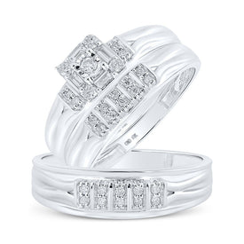 10kt White Gold His Hers Diamond Square Matching Wedding Set 1/3 Cttw | Eternal Love Collection - Alternate view 1 from Splendid Jewellery