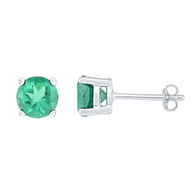 10kt White Gold Luxe Emerald Solitaire Earrings - Splendid Jewellery