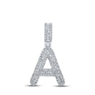 10kt White Gold Mens Baguette Diamond A Initial Letter Pendant 1/2 Cttw - Distinguished Elegance - Splendid Jewellery
