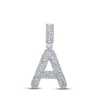 10kt White Gold Mens Baguette Diamond A Initial Letter Pendant 1/2 Cttw - Distinguished Elegance - Splendid Jewellery