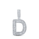 10kt White Gold Men's Baguette Diamond D Initial Letter Pendant - 1/2 Cttw - Splendid Jewellery