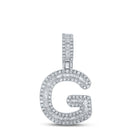 10kt White Gold Men's Baguette Diamond G Initial Pendant - 1/2 Cttw - Splendid Jewellery