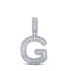 10kt White Gold Men's Baguette Diamond G Initial Pendant - 1/2 Cttw - Splendid Jewellery