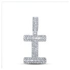 10kt White Gold Men's Baguette Diamond I Initial Pendant - 3/8 Cttw - Splendid Jewellery
