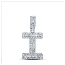 Load image into Gallery viewer, 10kt White Gold Men's Baguette Diamond I Initial Pendant - 3/8 Cttw - Splendid Jewellery