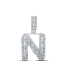 10kt White Gold Men's Baguette Diamond N Initial Pendant - 1/2 Cttw - Splendid Jewellery