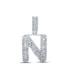 10kt White Gold Men's Baguette Diamond N Initial Pendant - 1/2 Cttw - Splendid Jewellery