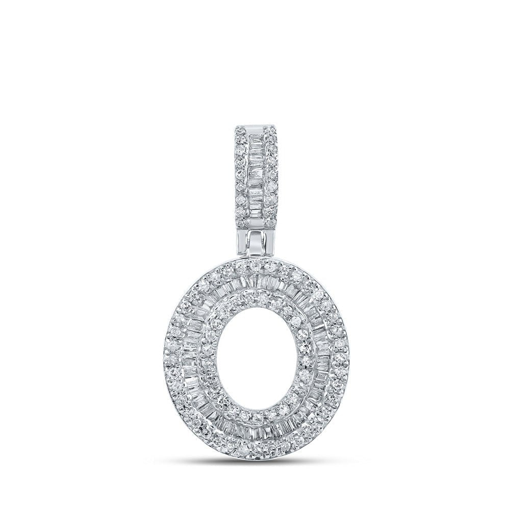 10kt White Gold Men's Baguette Diamond O Initial Pendant - 1/2 Cttw - Splendid Jewellery