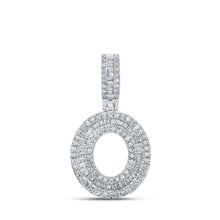 Load image into Gallery viewer, 10kt White Gold Men's Baguette Diamond O Initial Pendant - 1/2 Cttw - Splendid Jewellery