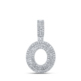 10kt White Gold Men's Baguette Diamond O Initial Pendant - 1/2 Cttw - Splendid Jewellery