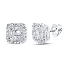 Load image into Gallery viewer, 10kt White Gold Men's Baguette Diamond Square Earrings 1/2 Cttw | Exquisite Brilliance - Splendid Jewellery
