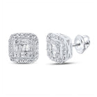 10kt White Gold Men's Baguette Diamond Square Earrings 1/2 Cttw | Exquisite Brilliance - Splendid Jewellery