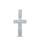 10kt White Gold Men's Baguette Diamond T Initial Letter Pendant 1/3 Cttw - Splendid Jewellery