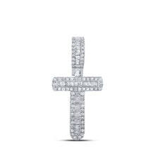 Load image into Gallery viewer, 10kt White Gold Men's Baguette Diamond T Initial Letter Pendant 1/3 Cttw - Splendid Jewellery