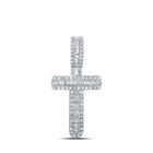 10kt White Gold Men's Baguette Diamond T Initial Letter Pendant 1/3 Cttw - Splendid Jewellery