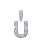 10kt White Gold Men's Baguette Diamond U Initial Pendant - 3/8 Cttw - Splendid Jewellery