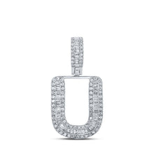 Load image into Gallery viewer, 10kt White Gold Men's Baguette Diamond U Initial Pendant - 3/8 Cttw - Splendid Jewellery