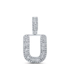 10kt White Gold Men's Baguette Diamond U Initial Pendant - 3/8 Cttw - Splendid Jewellery