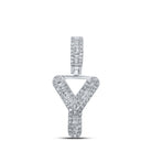 10kt White Gold Men's Baguette Diamond Y Initial Pendant - 1/3 Cttw - Splendid Jewellery