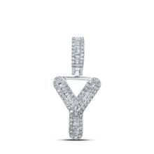 Load image into Gallery viewer, 10kt White Gold Men's Baguette Diamond Y Initial Pendant - 1/3 Cttw - Splendid Jewellery
