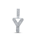 10kt White Gold Men's Baguette Diamond Y Initial Pendant - 1/3 Cttw - Splendid Jewellery