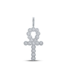 Load image into Gallery viewer, 10kt White Gold Men's Diamond Ankh Cross Charm Pendant - 1 Cttw - Splendid Jewellery