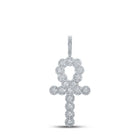10kt White Gold Men's Diamond Ankh Cross Charm Pendant - 1 Cttw - Splendid Jewellery