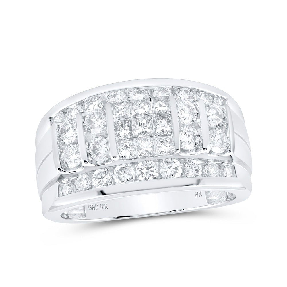 10kt White Gold Men's Diamond Band Ring - 2 Cttw | Splendid Jewellery - Splendid Jewellery