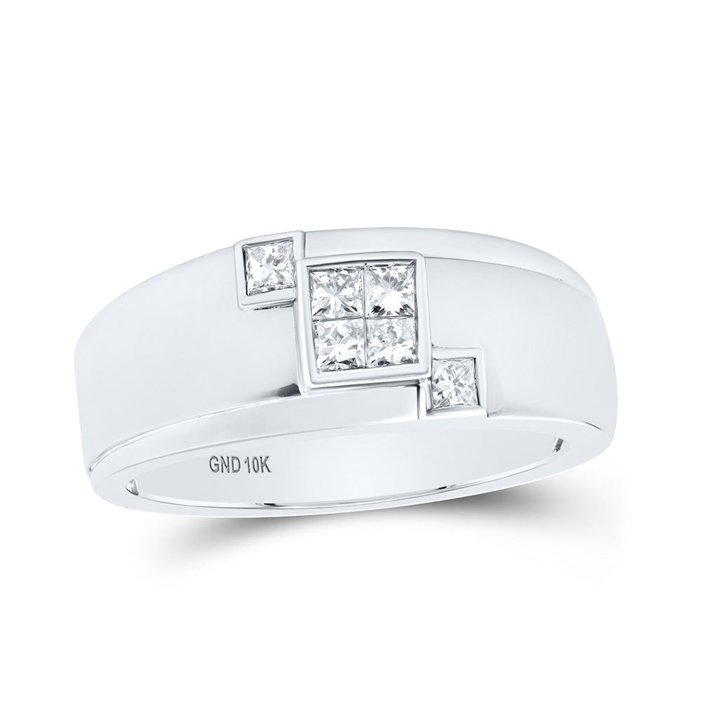 10kt White Gold Men's Diamond Band Ring - Elegant and Masculine Sparkle - Splendid Jewellery