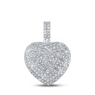 10kt White Gold Men's Diamond Cracked Heart Charm Pendant - 3/8 Cttw - Splendid Jewellery - Splendid Jewellery