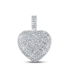 Load image into Gallery viewer, 10kt White Gold Men's Diamond Cracked Heart Charm Pendant - 3/8 Cttw - Splendid Jewellery - Splendid Jewellery
