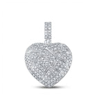 10kt White Gold Men's Diamond Cracked Heart Charm Pendant - 3/8 Cttw - Splendid Jewellery - Splendid Jewellery