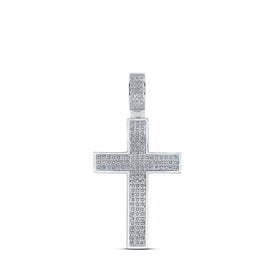 10kt White Gold Men's Diamond Cross Charm Pendant - 1/2 Cttw - Splendid Jewellery
