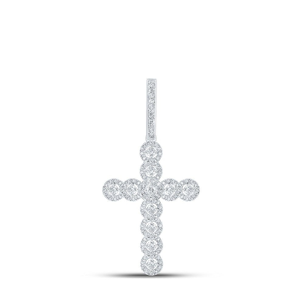 10kt White Gold Men's Diamond Cross Charm Pendant - 3/4 Ct.t.w. - Splendid Jewellery