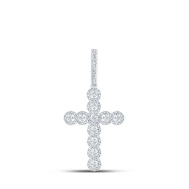 10kt White Gold Men's Diamond Cross Charm Pendant - 3/4 Ct.t.w. - Splendid Jewellery