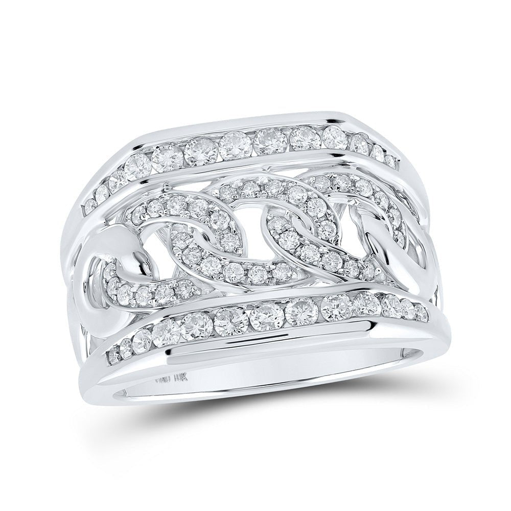 10kt White Gold Men's Diamond Curb Link Band Ring - A Dazzling Statement Piece - Splendid Jewellery