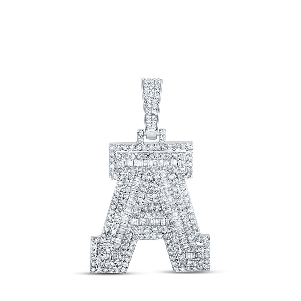 10kt White Gold Men's Diamond Initial Charm Pendant - 1 - 1/4 Cttw - Splendid Jewellery - Splendid Jewellery